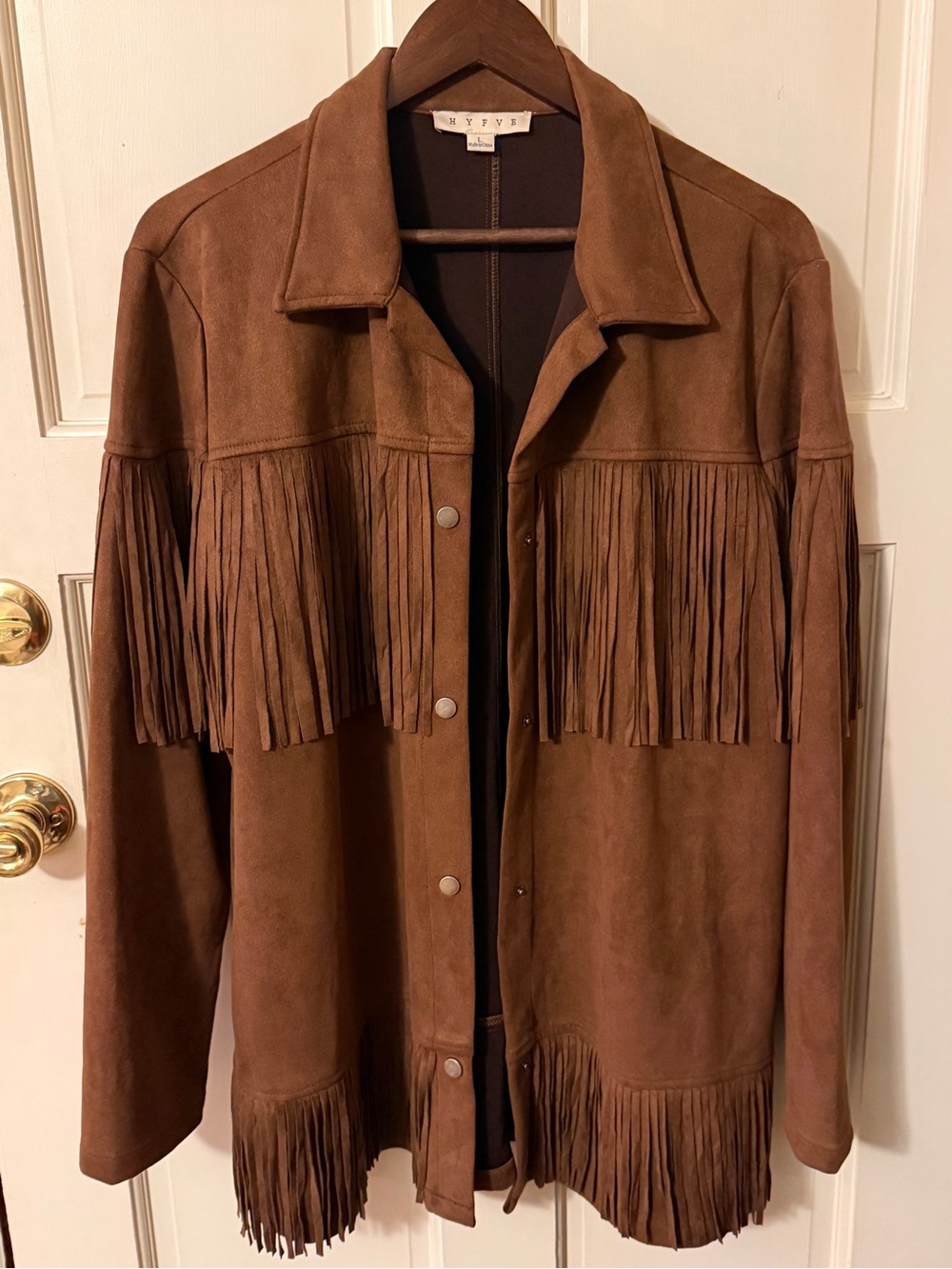 HYFVE Brown Faux Suede Fringe Jacket